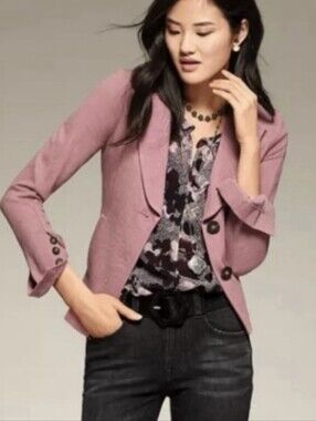 Cabi Applaud Blazer Mauve Pink 2-Button Front Jacket Stretch Knit Women's Sz 8